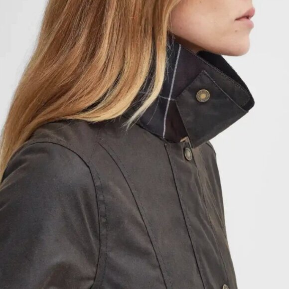 Barbour Fiddich Waxed Cotton Coat in Olive MSRP$495 English Chic - Picture 5 of 11